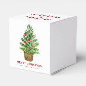 Kerstboom op een Wicker Basket Vrolijk kerstfeest Bedankdoosjes (Achterkant)