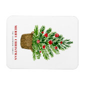Kerstboom op een Wicker Basket Vrolijk kerstfeest Magneet (Horizontaal)