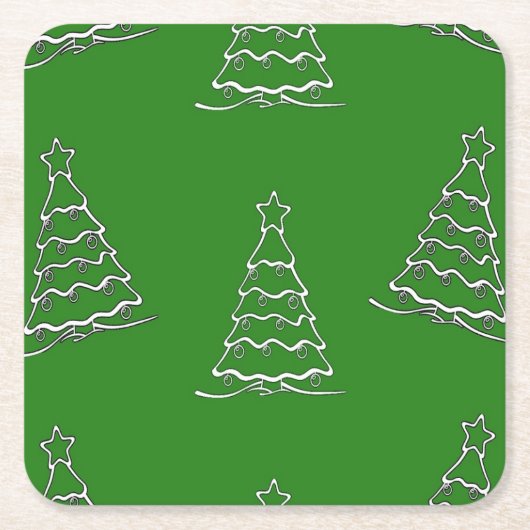 kerstboom op groen kartonnen onderzetters (Voorkant)