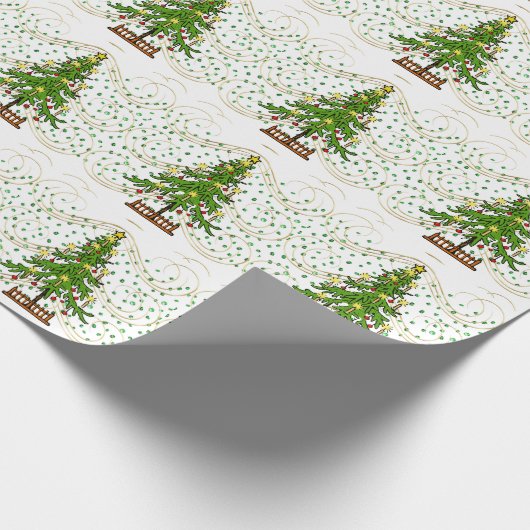 Kerstboom op groensteenknippapier cadeaupapier (Hoek)