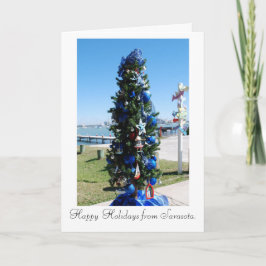 Kerstboom op het dok feestdagen kaart
