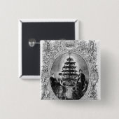 Kerstboom op het kasteel van Windsor, 1848 Vierkante Button 5,1 Cm (Voorkant /achterkant)