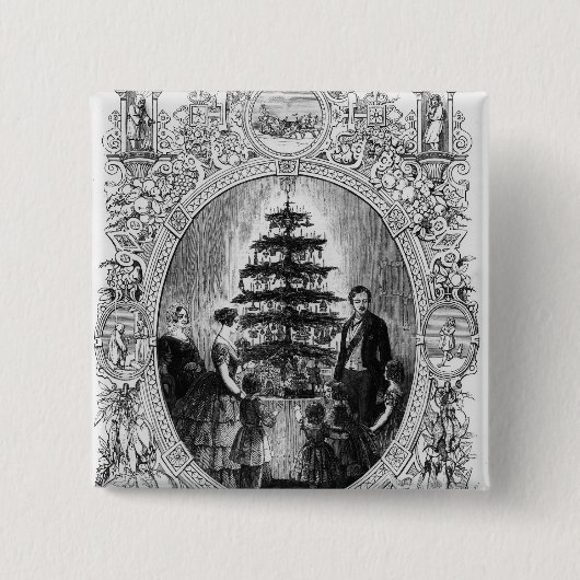 Kerstboom op het kasteel van Windsor, 1848 Vierkante Button 5,1 Cm (Voorkant)