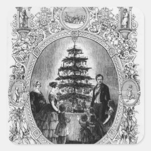 Kerstboom op het kasteel van Windsor, 1848 Vierkante Sticker