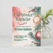 Kerstboom op het kerstkaraoke-feest kaart (Staand voorkant)
