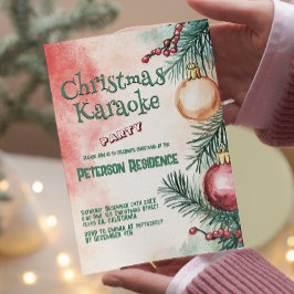 Kerstboom op het kerstkaraoke-feest kaart