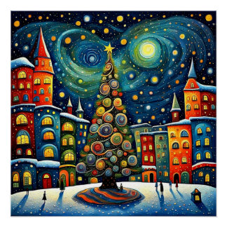Kerstboom op het stadsplein 2 perfect poster