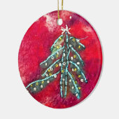Kerstboom op keramische cirkel ornament (Links)