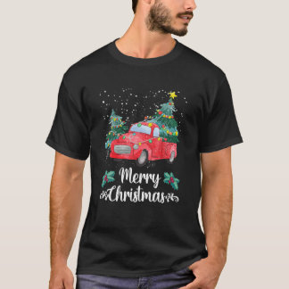  kerstboom op kerst met auto's t-shirt