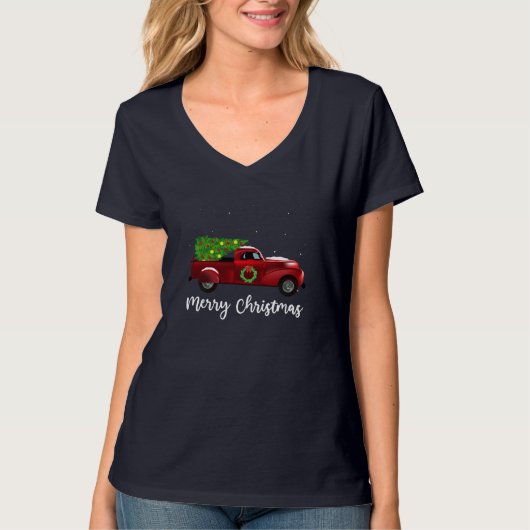kerstboom op kerst met autovakantie t-shirt (Voorkant)