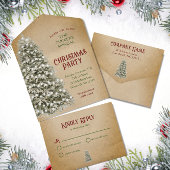Kerstboom op perkament bedrijf vakantie partij all in one uitnodiging