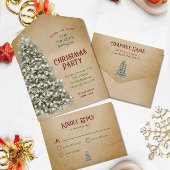 Kerstboom op perkament bedrijf vakantie partij all in one uitnodiging