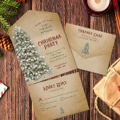 Kerstboom op perkament bedrijf vakantie partij all in one uitnodiging