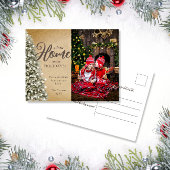 Kerstboom op perkament Nieuwe Home Foto verplaatse Briefkaart