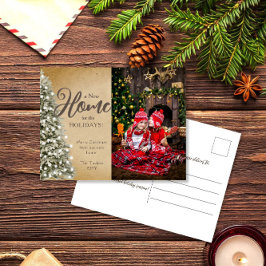 Kerstboom op perkament Nieuwe Home Foto verplaatse Briefkaart
