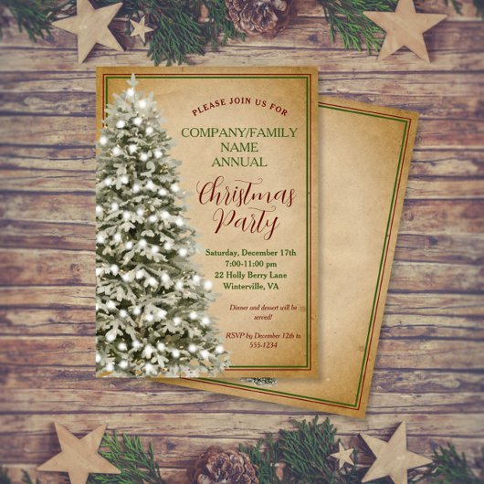 Kerstboom op Perkament Party Kaart