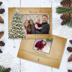 Kerstboom op perkament Vintage fotokaart Kaart