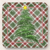 Kerstboom op Plaid Bier Onderzetter (Voorkant)