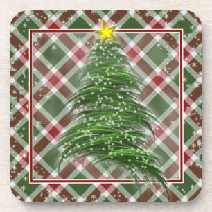Kerstboom op Plaid Bier Onderzetter