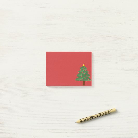 kerstboom op Red Post Post-it® Notes (Op bureau)