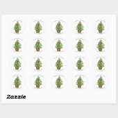 Kerstboom op rieten mand Prettige Feestdagen Ronde Sticker (Vel)
