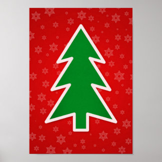 Kerstboom op rode achtergrond poster