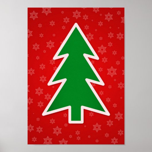 Kerstboom op rode achtergrond poster (Voorkant)