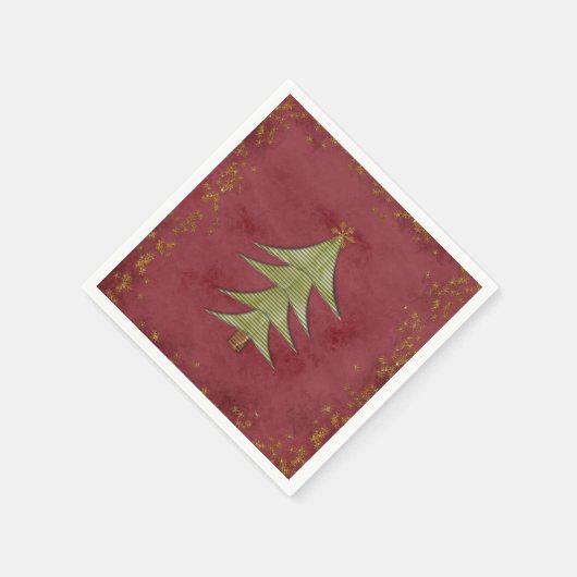Kerstboom op rode achtergrond servetten (Hoek)