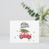 Kerstboom op rode briefkaart (Staand voorkant)