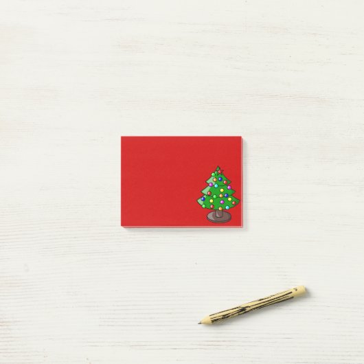 Kerstboom op rode Post-it Post-it® Notes (Op bureau)