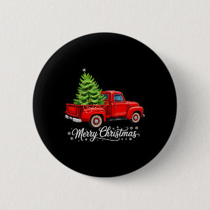 Kerstboom op rode vrachtwagen kerst kostuum ronde button 5,7 cm