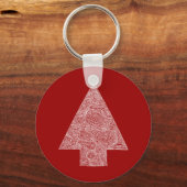 Kerstboom op rood sleutelhanger (Voorkant)