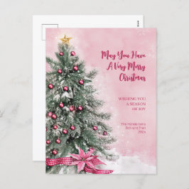 Kerstboom op roze Briefkaart