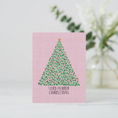 Kerstboom op roze kerstkaart briefkaart (Staand voorkant)