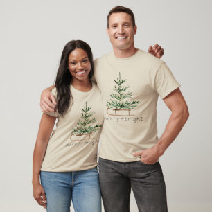 Kerstboom op slee familiecadeau t-shirt