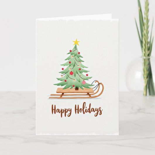 Kerstboom op slee Kerstkaart Kaart (Voorkant)