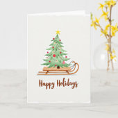 Kerstboom op slee Kerstkaart Kaart (Gele Bloem)