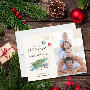 Kerstboom op vliegtuig familie foto briefkaart