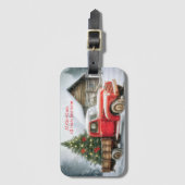 Kerstboom op vrachtwagen Winter Bagagelabel (Voorkant (verticaal))