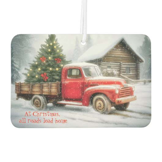 Kerstboom op vrachtwagen Winter Luchtverfrisser (Achterkant)