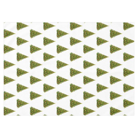 Kerstboom op witte tablet tafelkleed (Voorkant (Horizontaal))