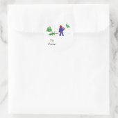 Kerstboom ophalen ronde sticker (Tas)