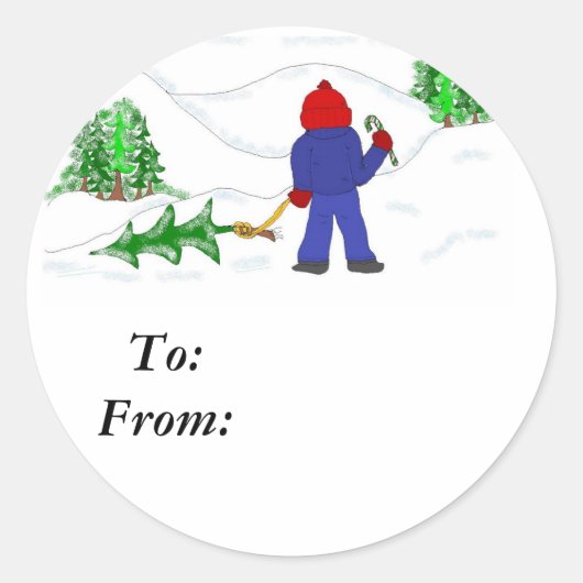 Kerstboom ophalen ronde sticker (Voorkant)