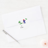 Kerstboom ophalen ronde sticker (Envelop)
