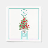 Kerstboom Oranje Topiary Chinoiserie Servet (Voorkant)