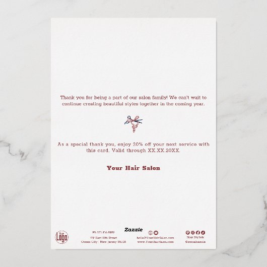 Kerstboom Ornament Folie Accents Vakantie Kaart (Achterkant)