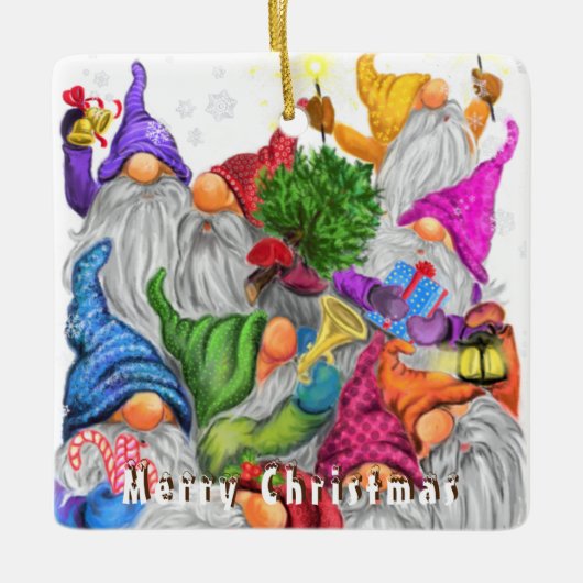 kerstboom Ornament Gnomen Party Fun (Voorkant)