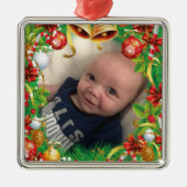Kerstboom Ornament Leuke Baby fotosjabloon (Voorkant)