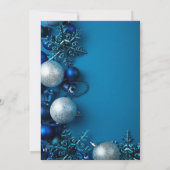 Kerstboom Ornament Party Blauw Kaart (Achterkant)