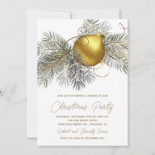 Kerstboom Ornament Party Invite (Voorkant)